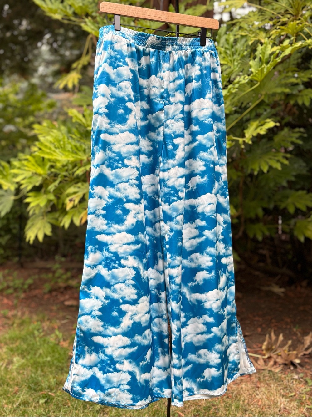 Dressed in LALA Blue Cloud Print Wide Leg Pants
